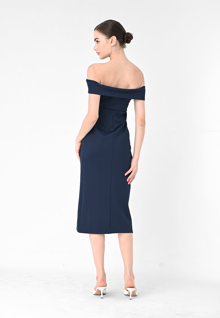 BebeBeige Off Shoulder Dinner Dress