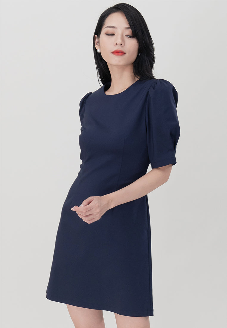 BebeBeige Round Neckline Lining Mini Dress
