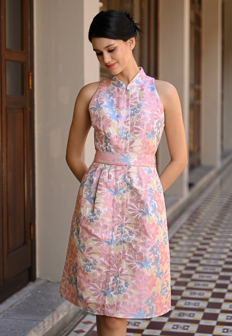 BebeBeige Halter CheongSam Mini Dress