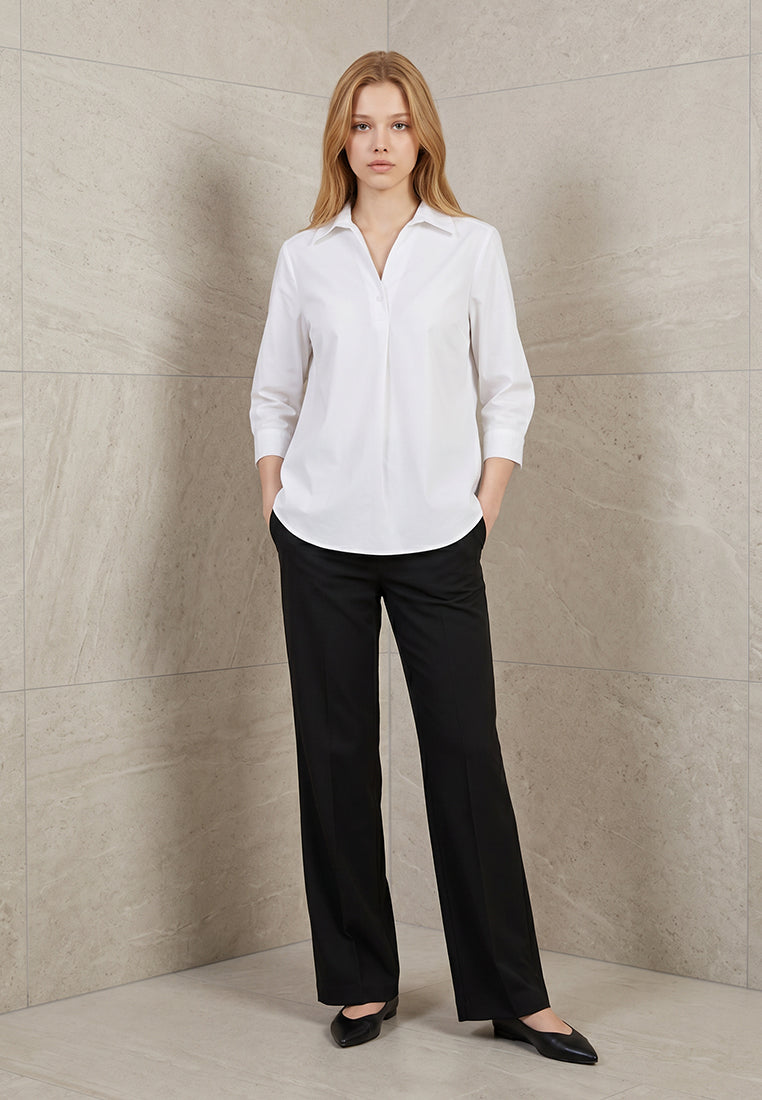 Plain B. Shirt with Pleat Accent
