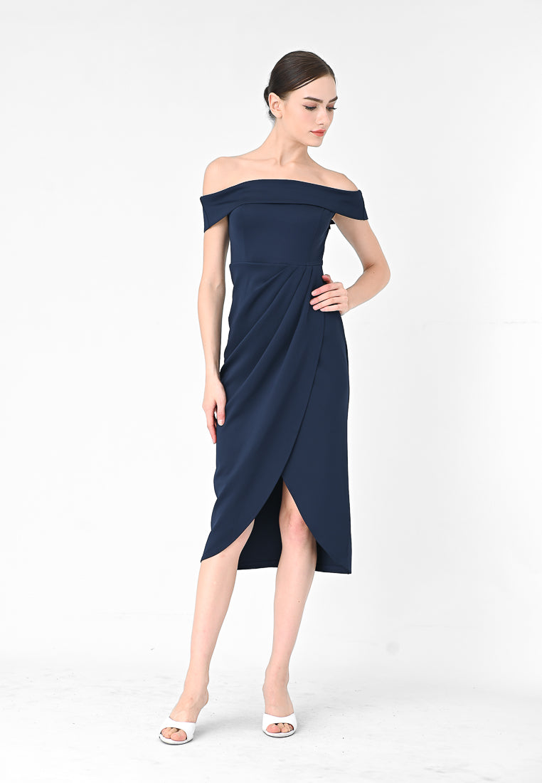 BebeBeige Off Shoulder Dinner Dress