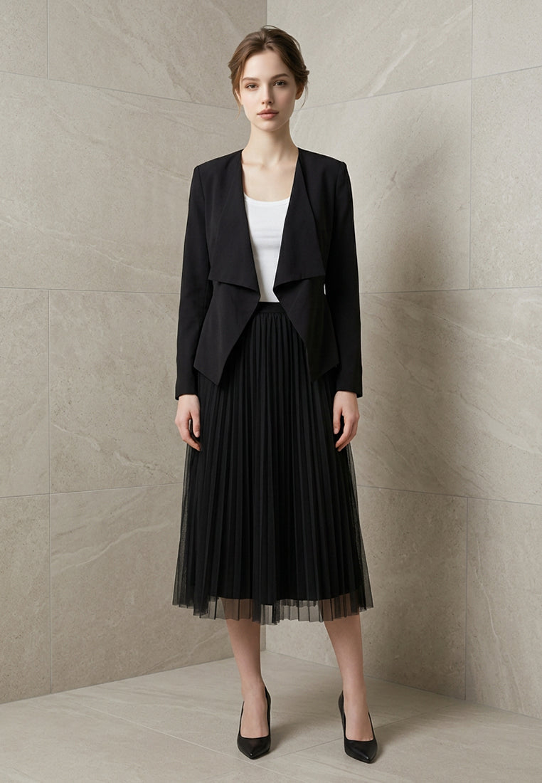 BebeBeige Collarless Draped Open-Front Blazer