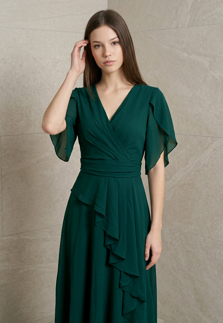 BebeButterfly Chiffon Midi Dress