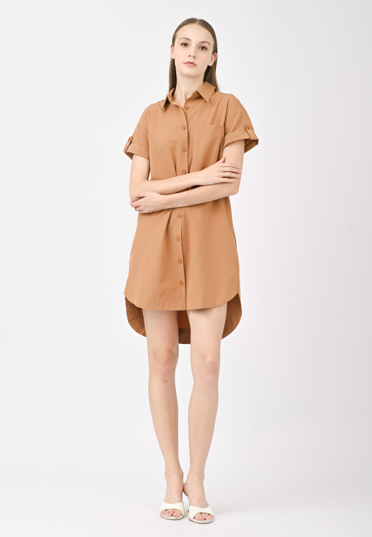 Plain B. Collar Short Sleeve Dress