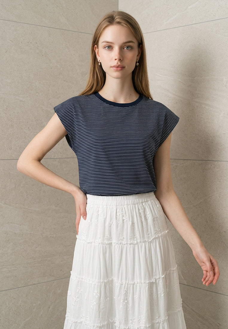 Plain B. Striped Sleeveless Cotton Top