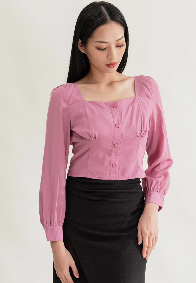Plain B. Long Sleeve Cropped Top