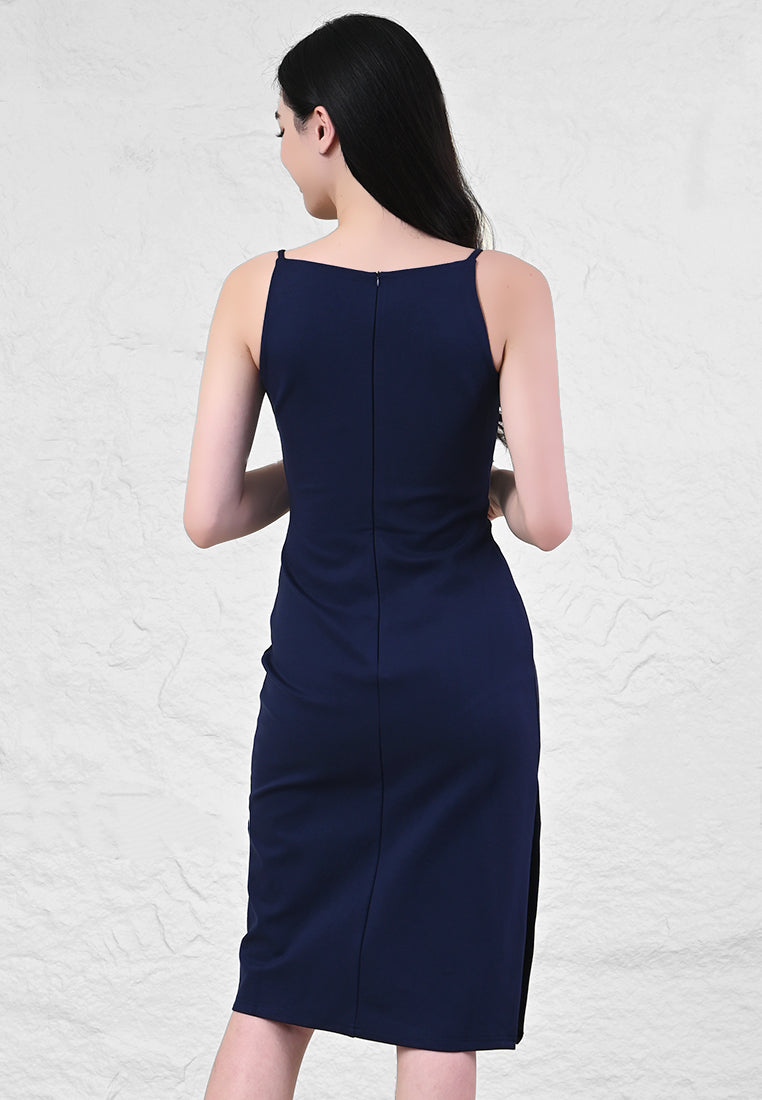 BebeBeige Cut Off Cotton Slim Fit Midi Dress