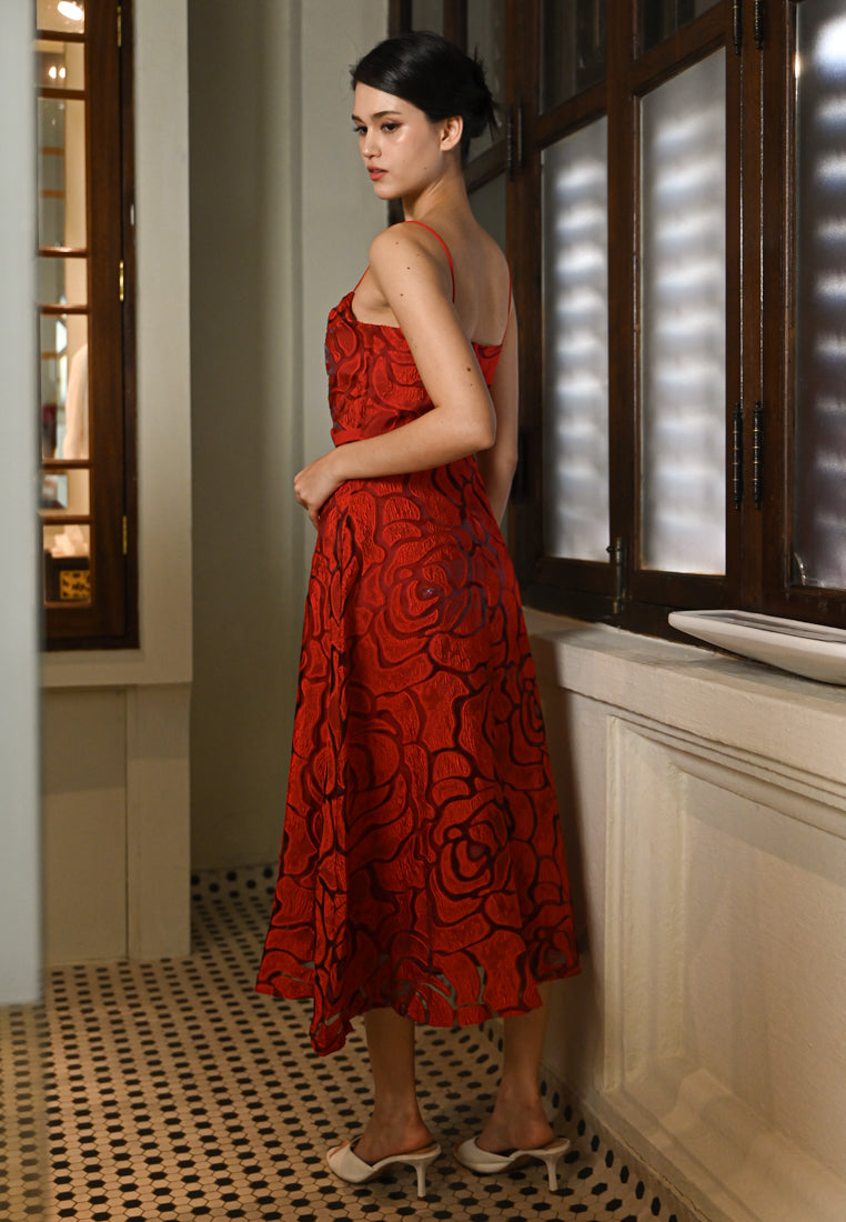 BebeBeige Floral Midi Dress
