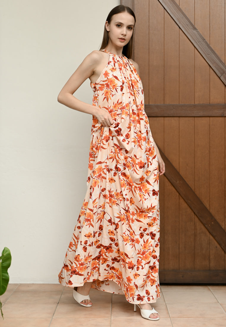 BebeBeige Flowy Floral Dinner Dress