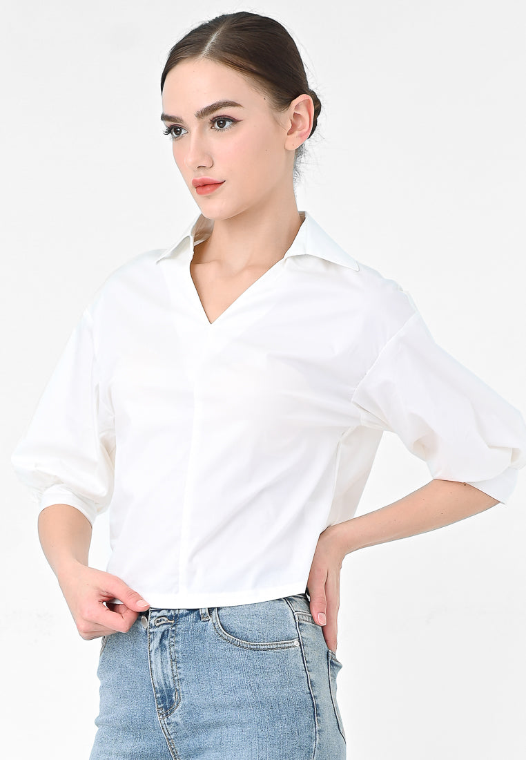 Plain B. V-neck Blouse