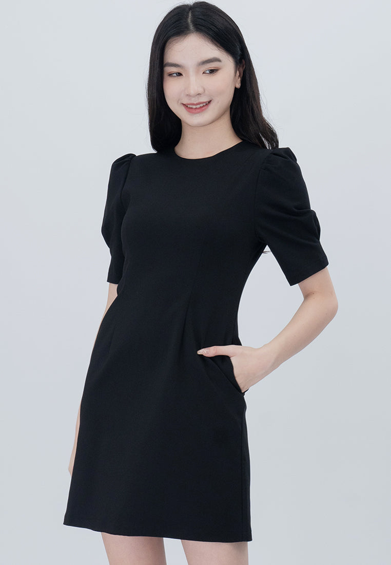 BebeBeige Round Neckline Lining Mini Dress