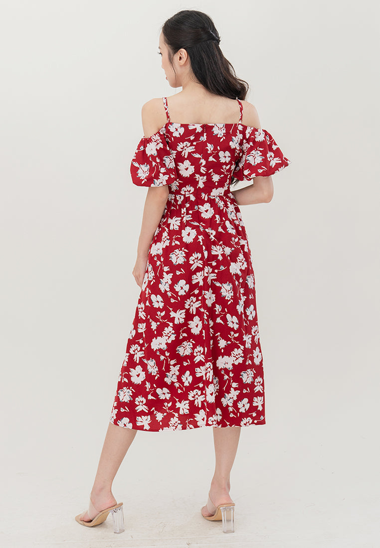 Plain B. Cold Shoulder Midi Dress