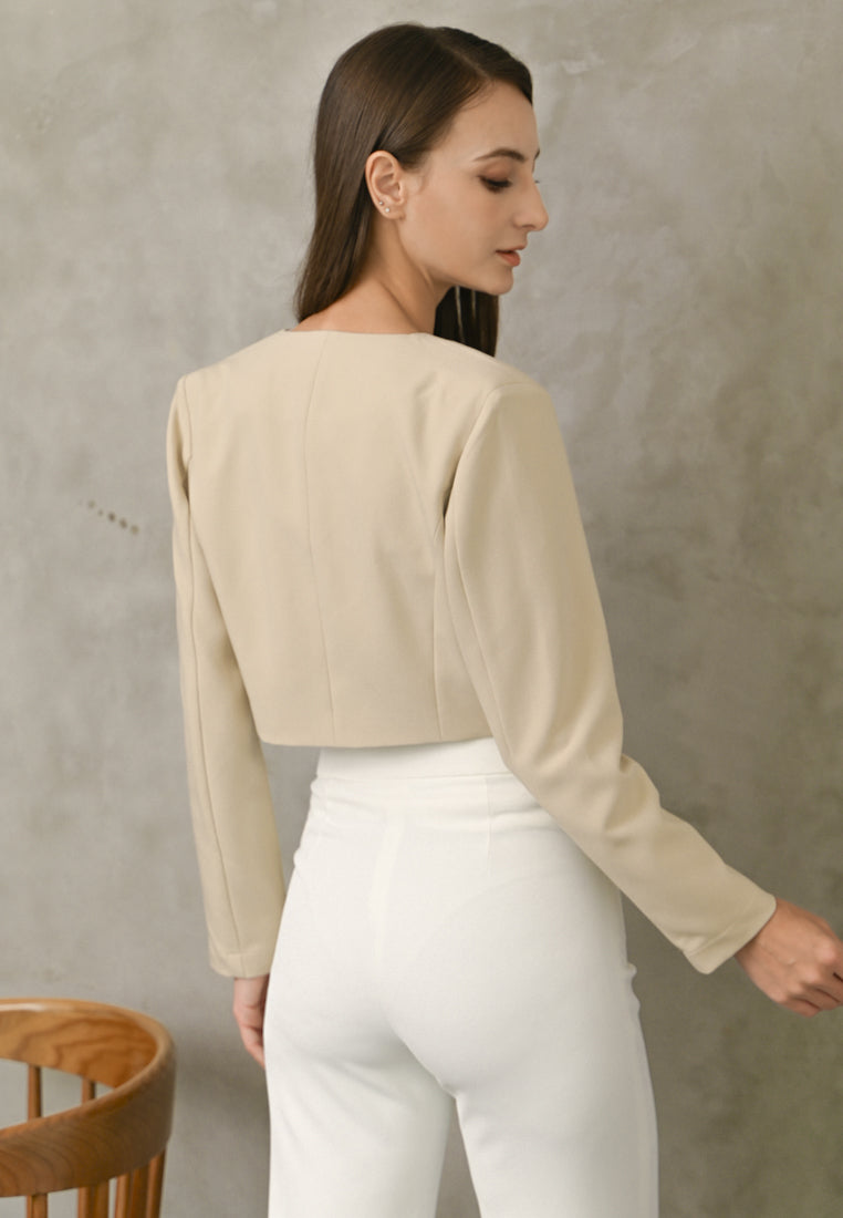 BebeBeige Cropped with Long Sleeve Blazer