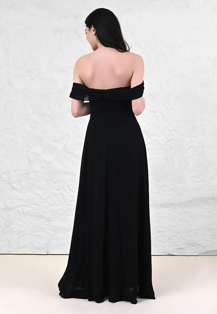 BebeBeige Off-Shoulder Dinner Dress