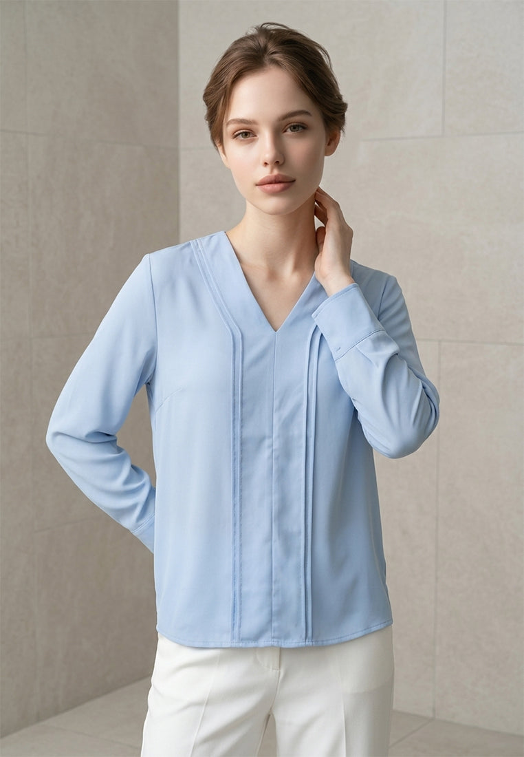 BebeBeige V-Neck Long Sleeve Blouse