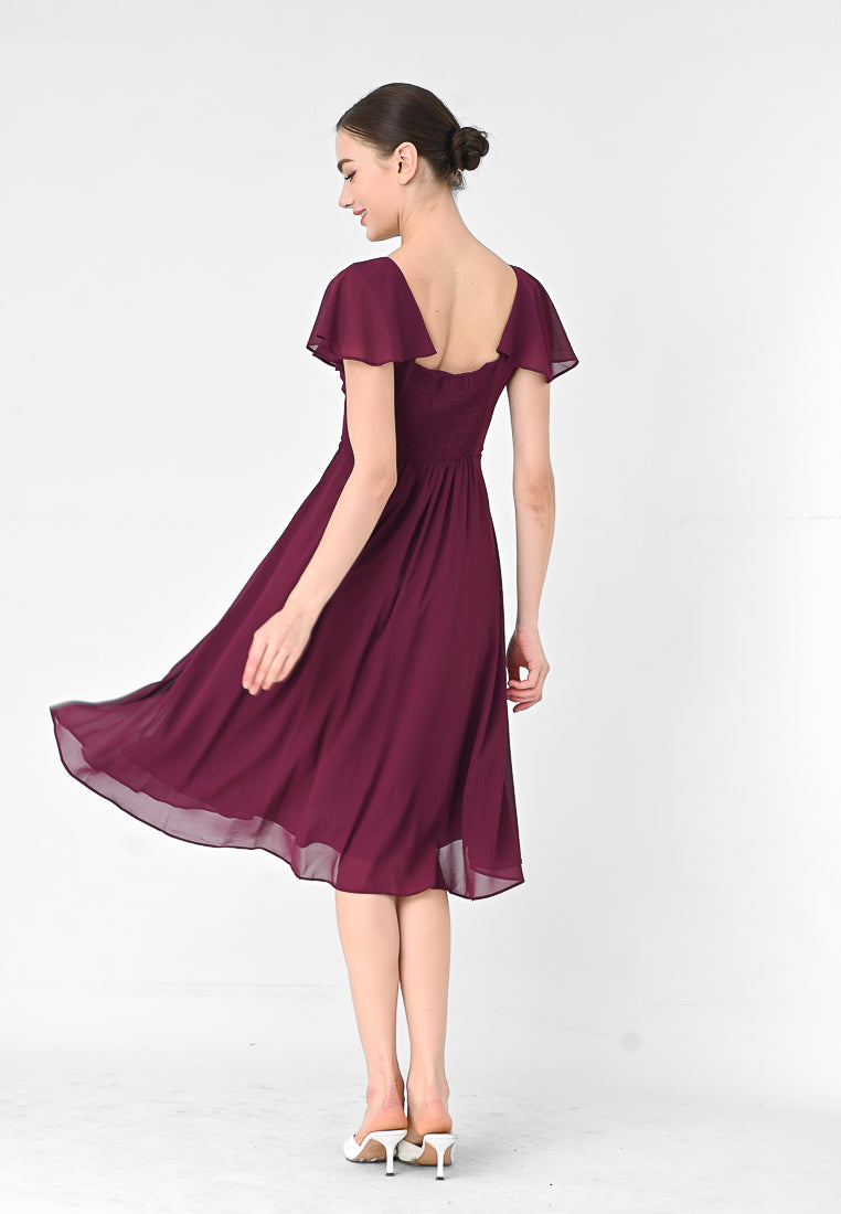 BebeButterfly V-neck Midi Dress