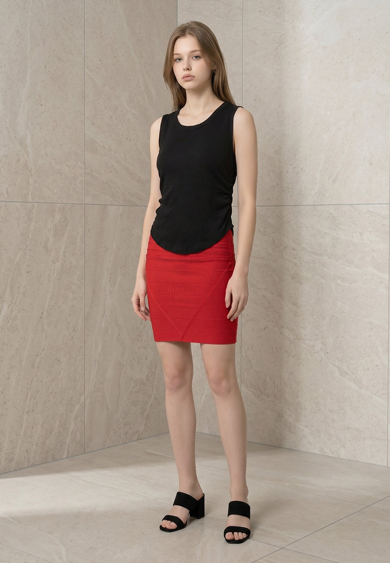 Plain B. Sleeveless Side-Ruched Tank Top