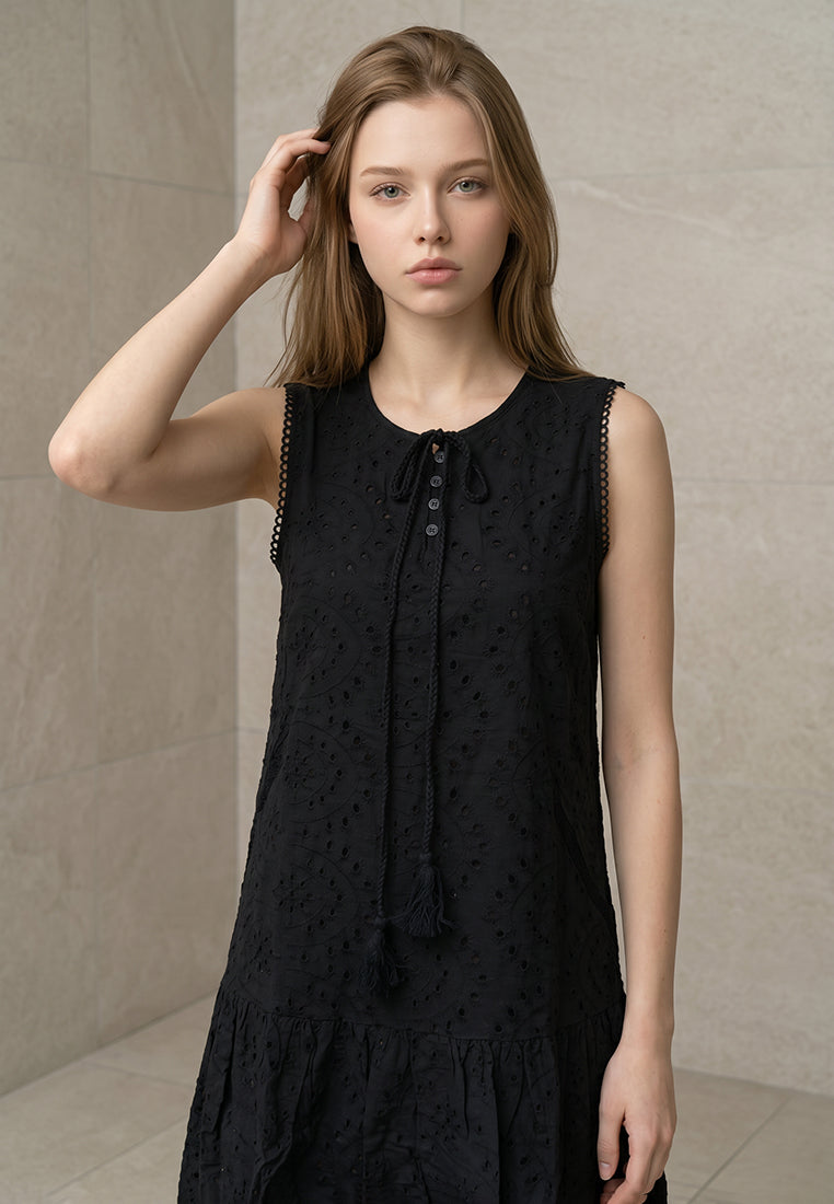 Plain B. Embroidered Eyelet Sleeveless Dress