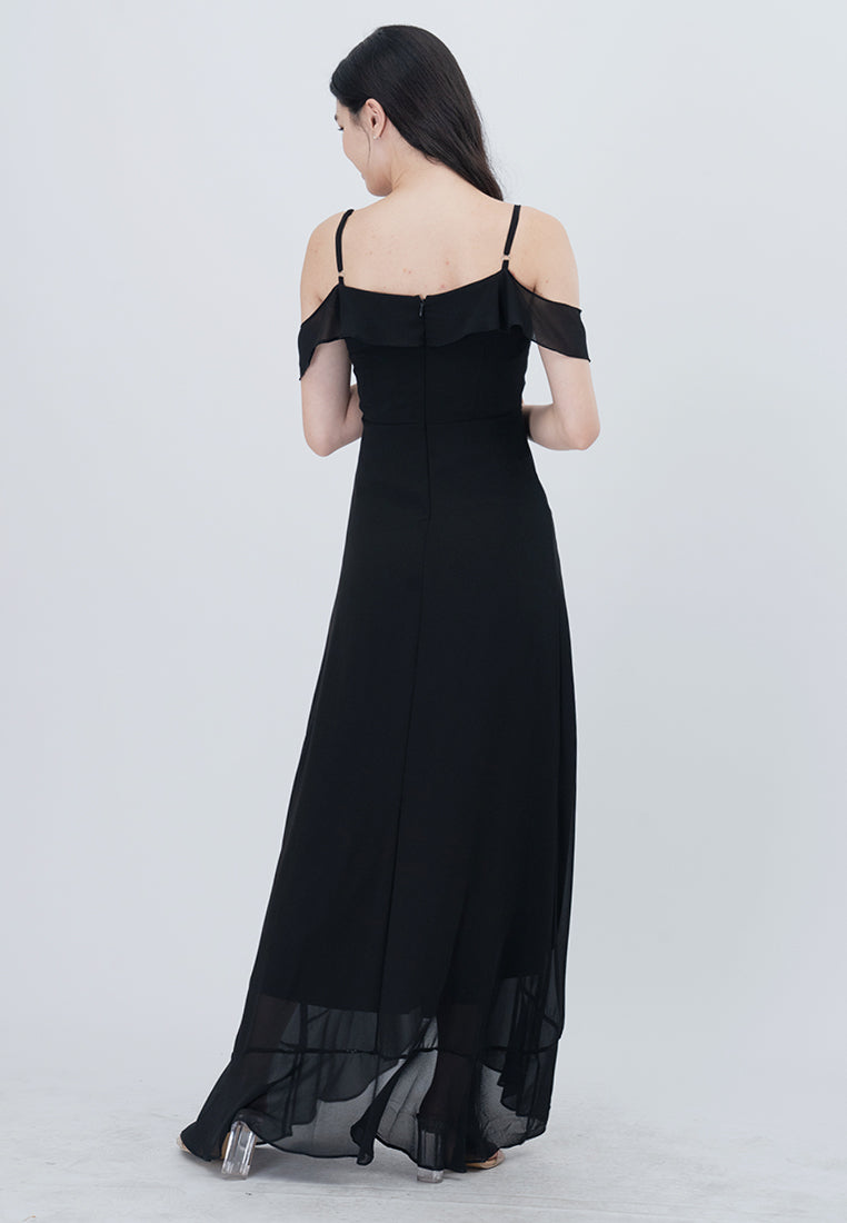 BebeBeige Cold Shoulder Dinner Dress