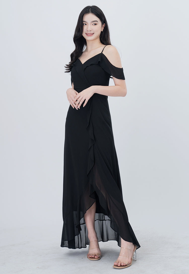 BebeBeige Cold Shoulder Dinner Dress