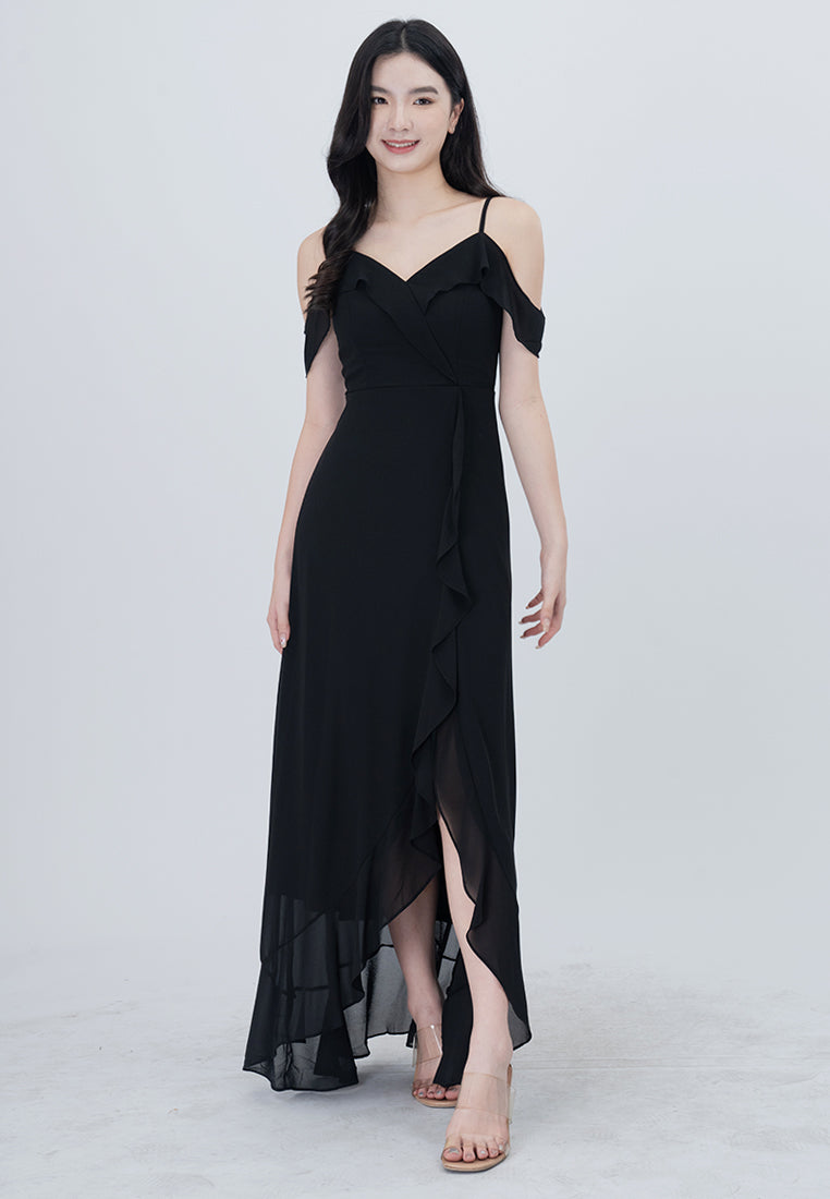 BebeBeige Cold Shoulder Dinner Dress
