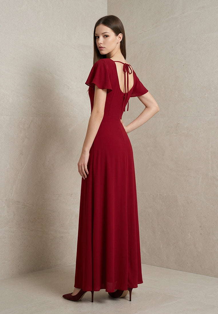 BebeButterfly Square Neckline Chiffon Maxi Dinner Dress