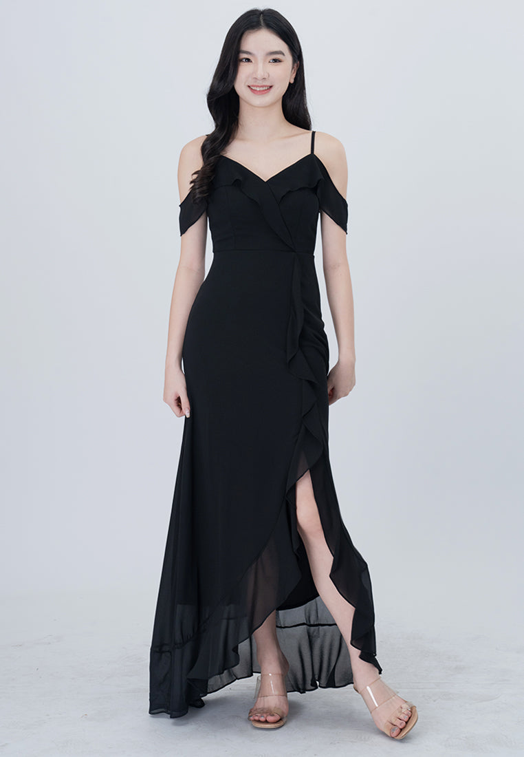 BebeBeige Cold Shoulder Dinner Dress