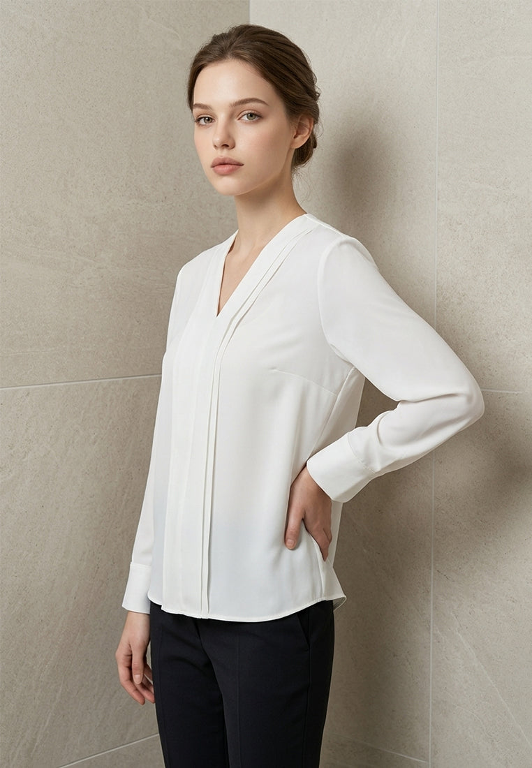 BebeBeige V-Neck Long Sleeve Blouse