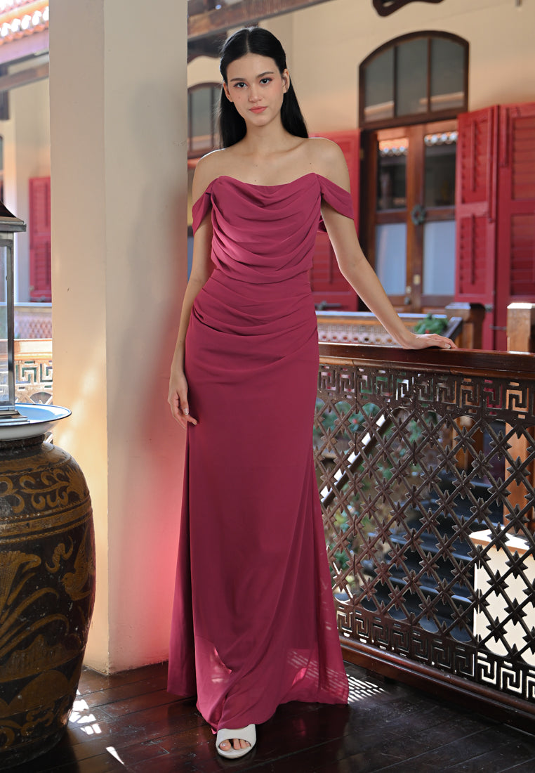 BebeBeige Off Shoulder Dinner Dress