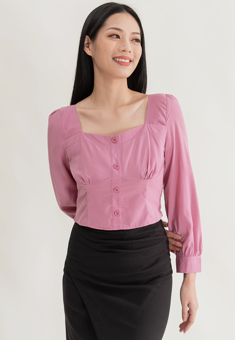 Plain B. Long Sleeve Cropped Top