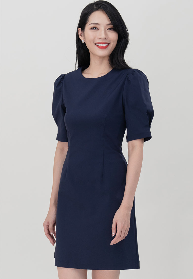 BebeBeige Round Neckline Lining Mini Dress
