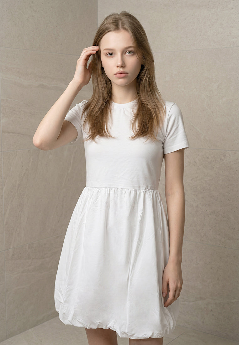 Plain B. Short Sleeve Bubble Hem Dress