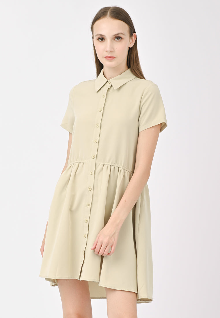 Plain B. Collar Flared Mini Dress