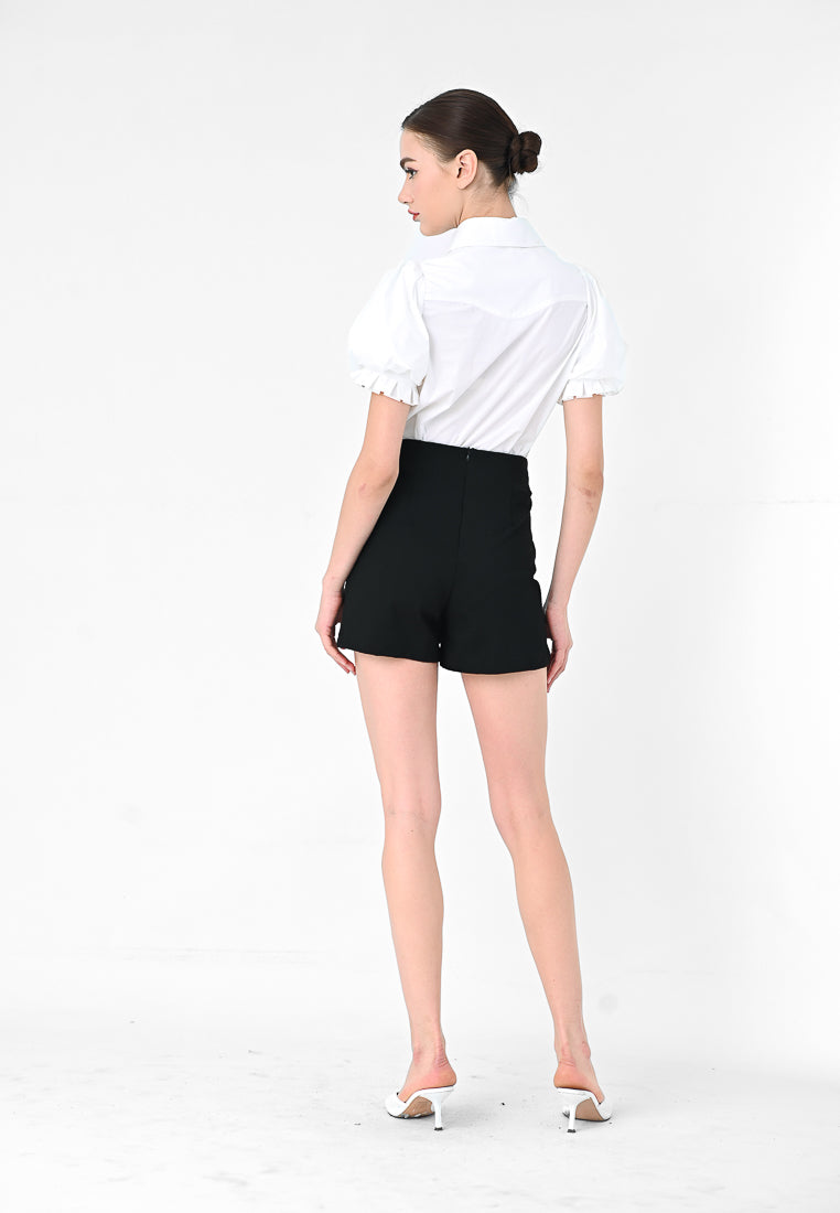 BebeBeige Puff Sleeve Shirt Top