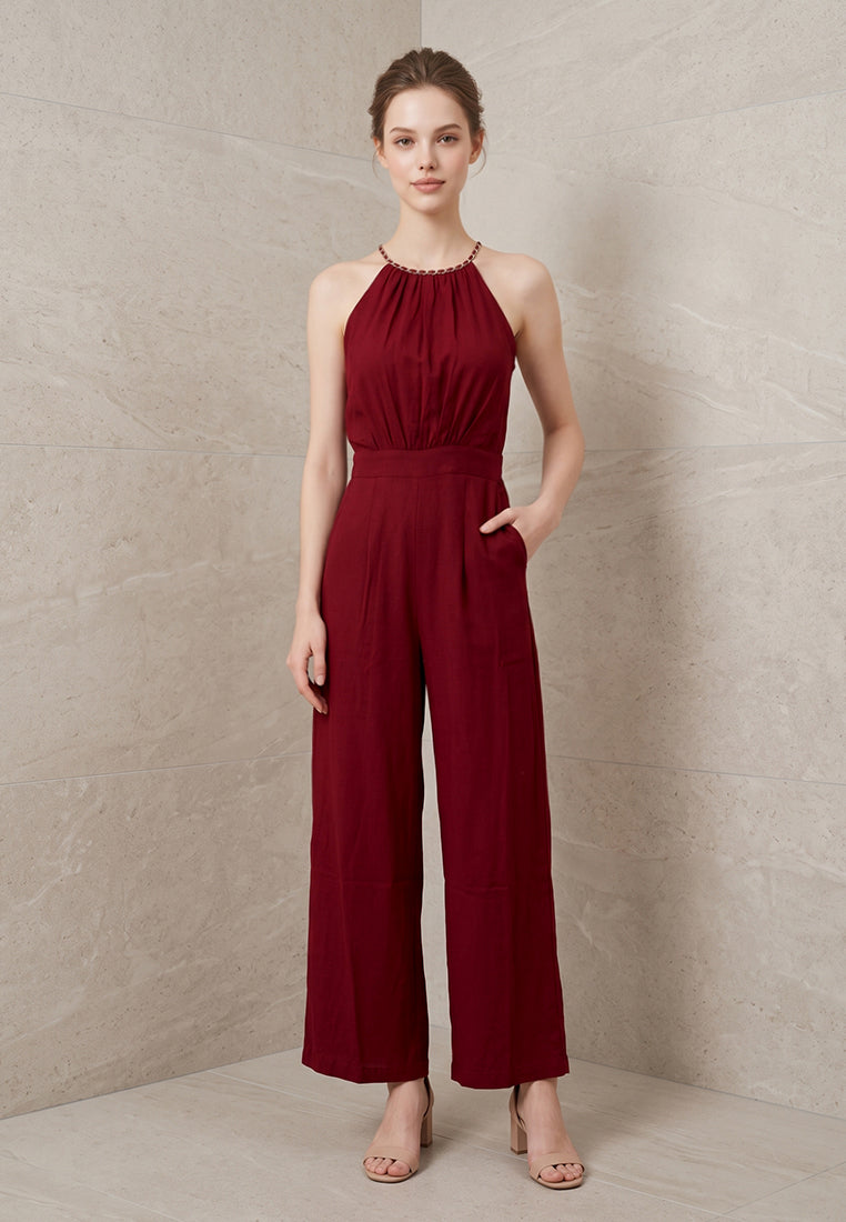 BebeBeige Chain Wide-Leg Jumpsuits