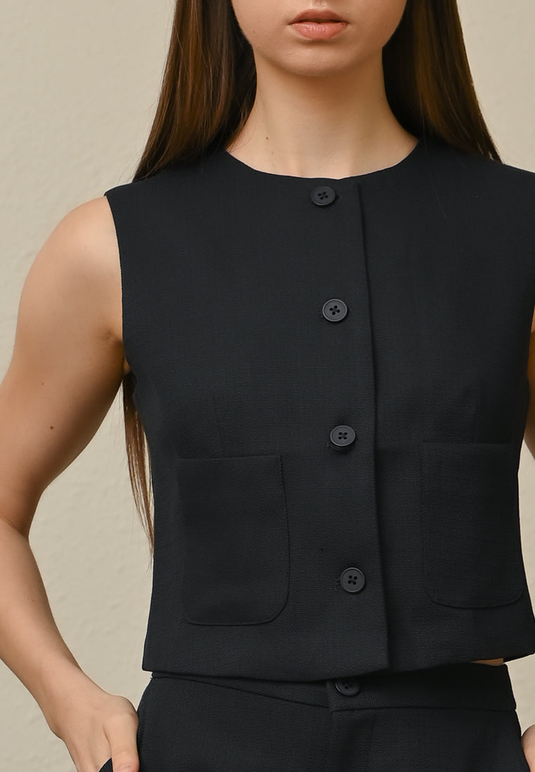BebeBeige Round-Neck Vest