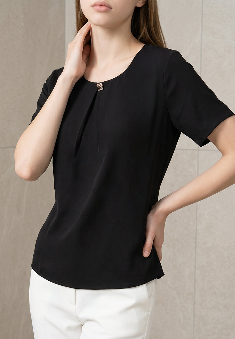 BebeBeige Round Neck Blouse Top