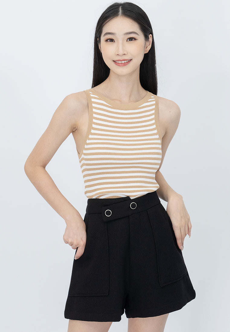 Plain B. KnittedStripeCropped Tank Top