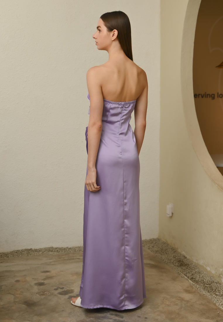 BebeBeige Tube Silk Dinner Dress