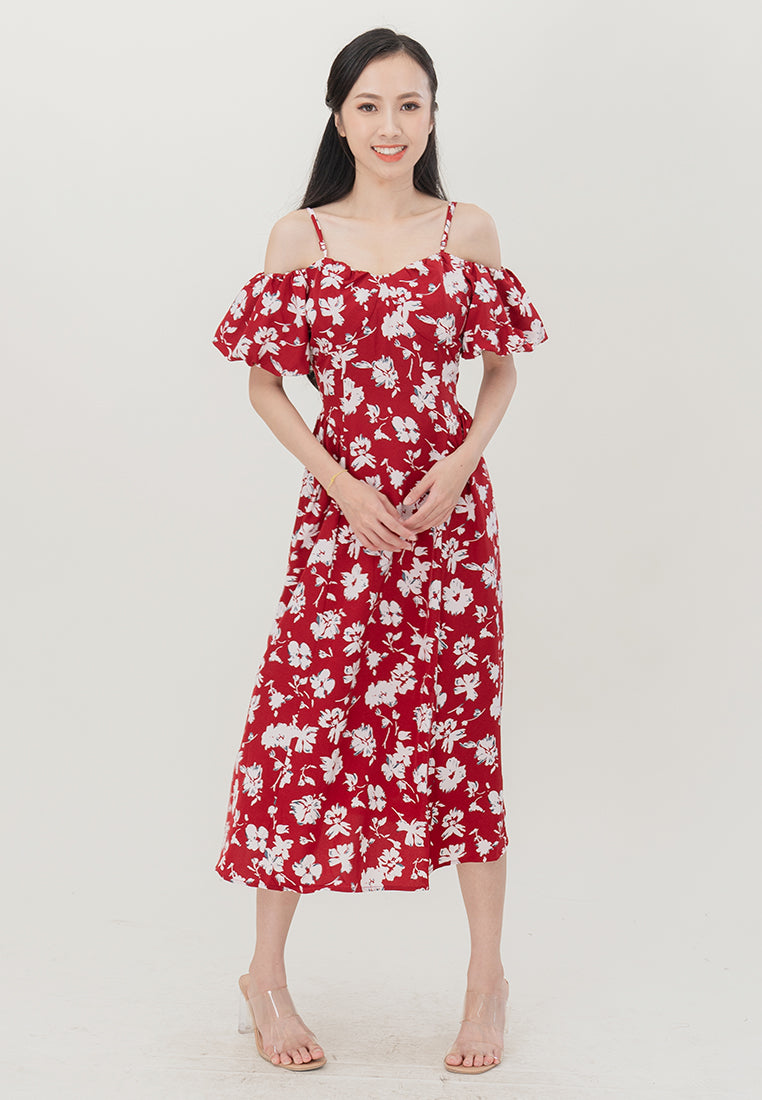 Plain B. Cold Shoulder Midi Dress
