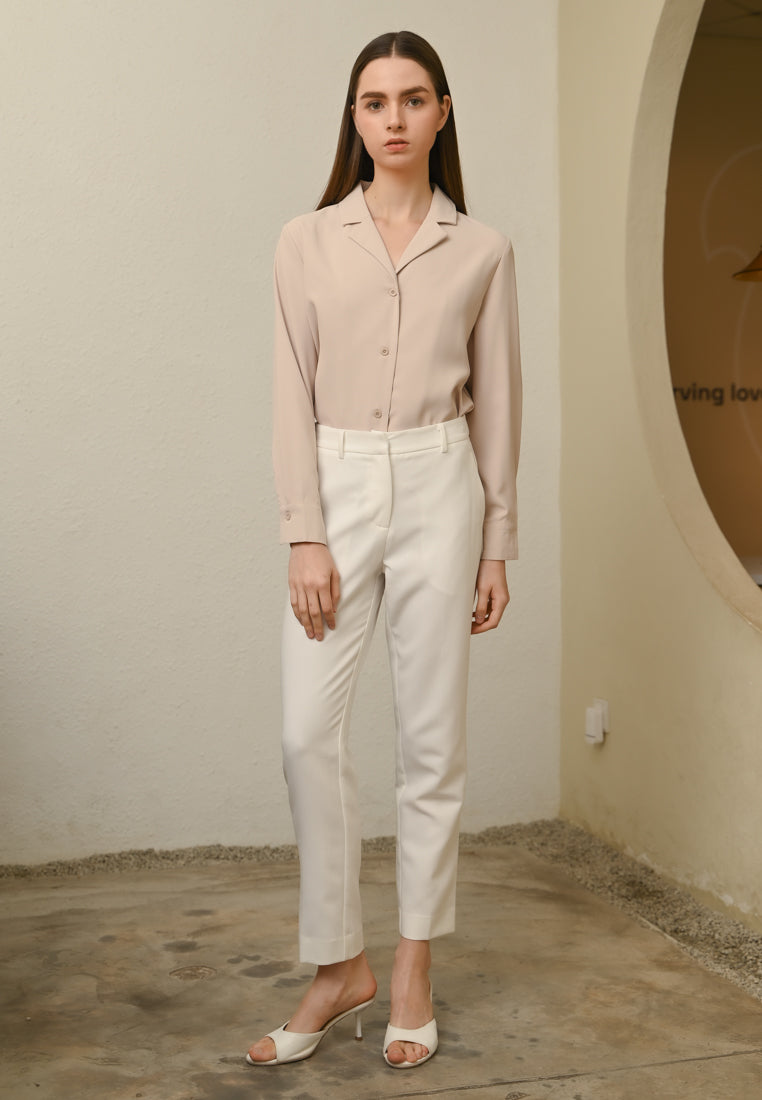 BebeBeige Collar Long Sleeve Blouse Top