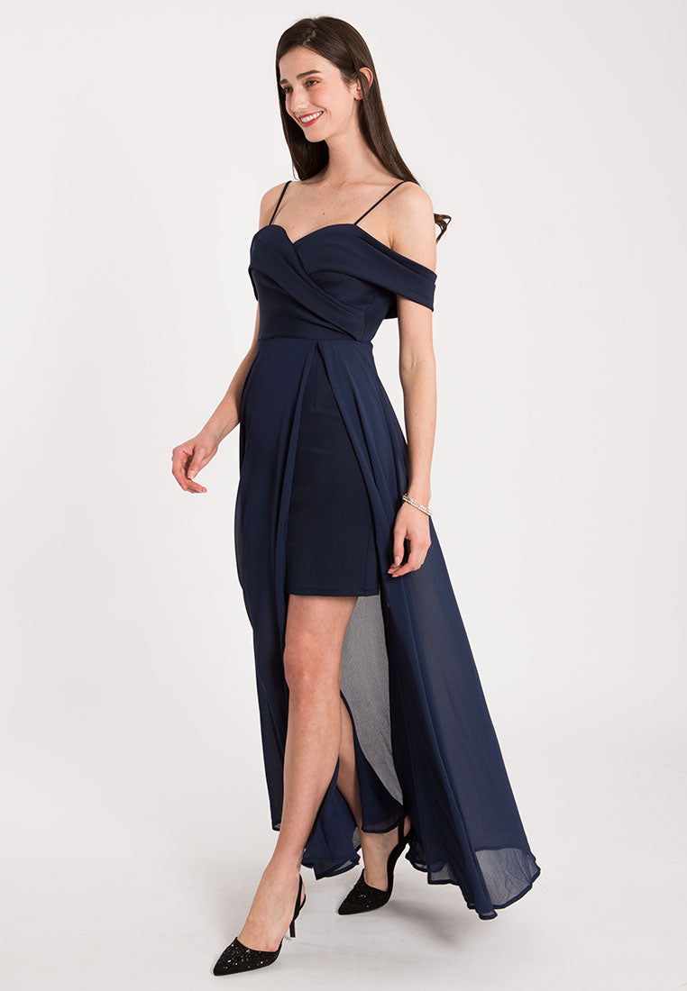BebeButterfly Chiffon Off Shoulder Maxi Dinner Dress