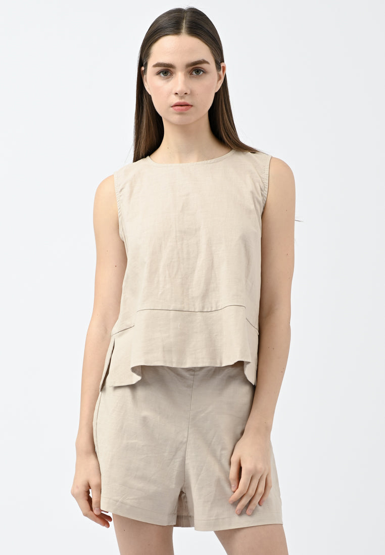 Plain B. Linen Sleeveless Top