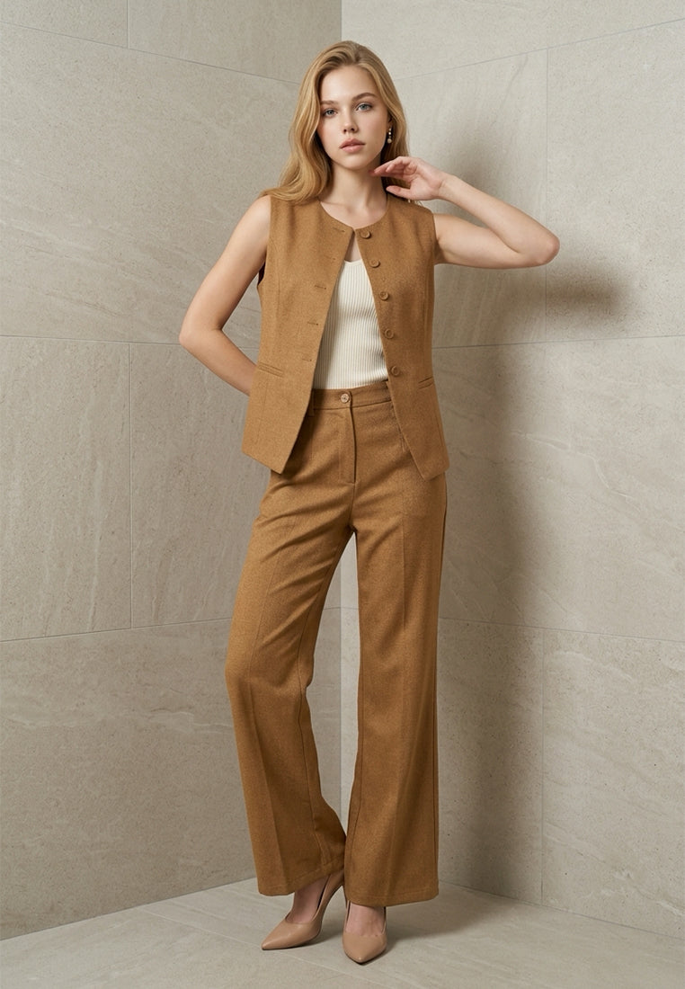 BebeBeige High-Rise Tailored Suiting Trousers