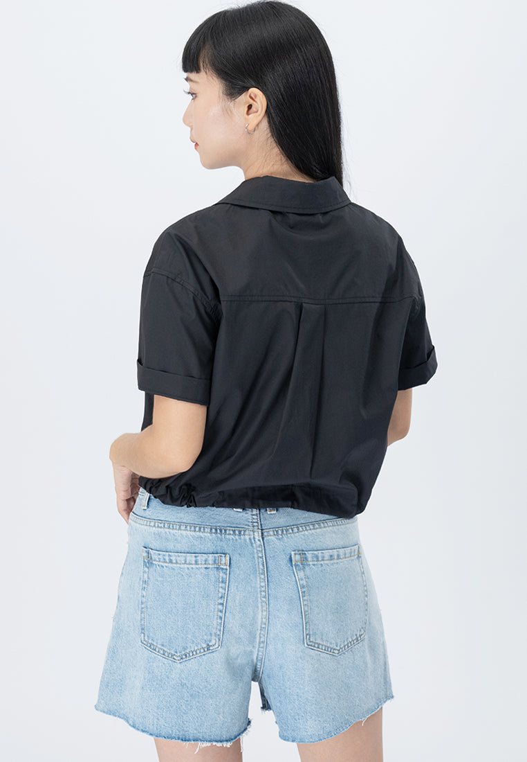 Plain B. Collar Cropped Shirt
