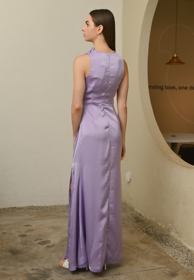 BebeBeige High-Neck Dinner Dress