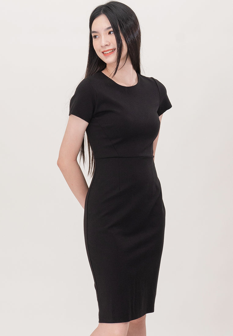 BebeBeige Back-Zipper Mini Dress