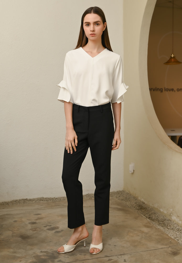 BebeBeige V-Neck Blouse Top