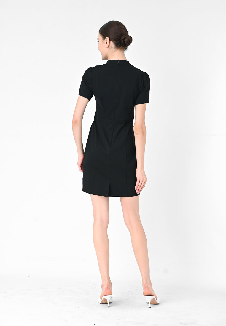 BebeBeige V-Neckline Polyester Slim Fit Mini Dress