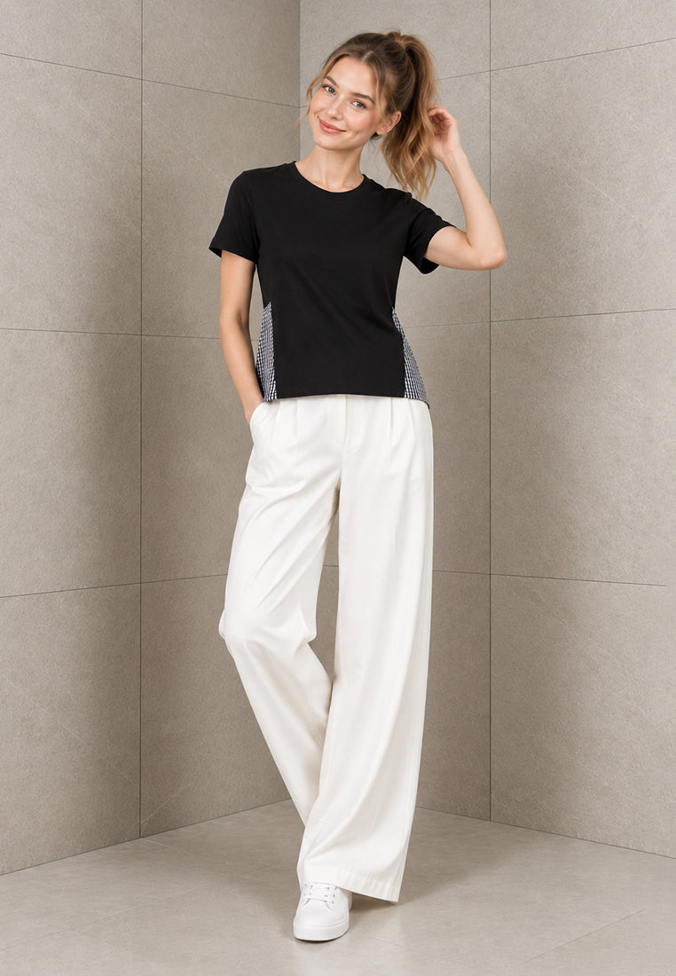 Plain B. Gingham Contrast Panel Top